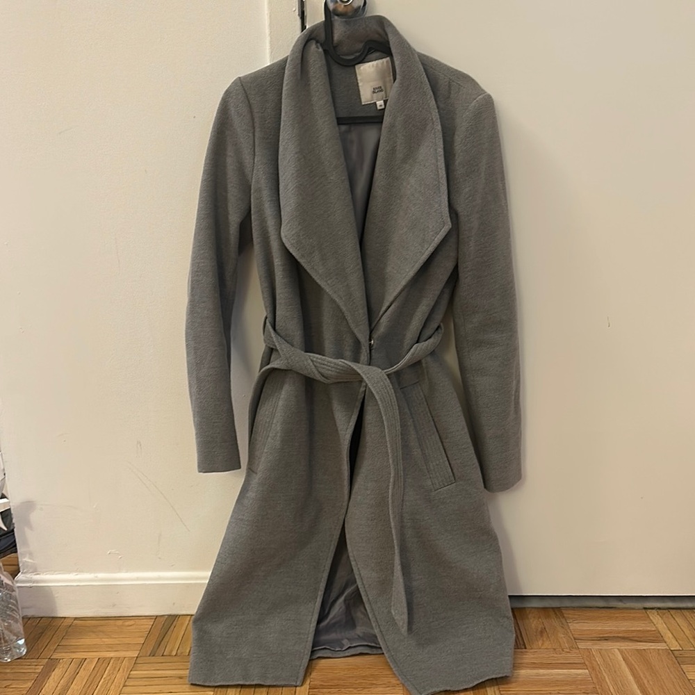 Zara Elegant Gray Wrap Coat